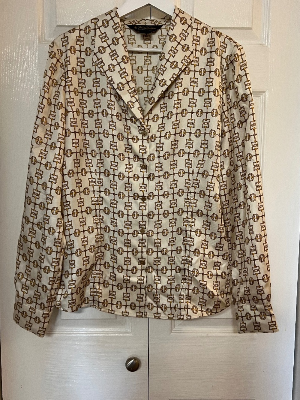 Brooks Brothers Women’s Bit And Bridle Silk Button Down Top